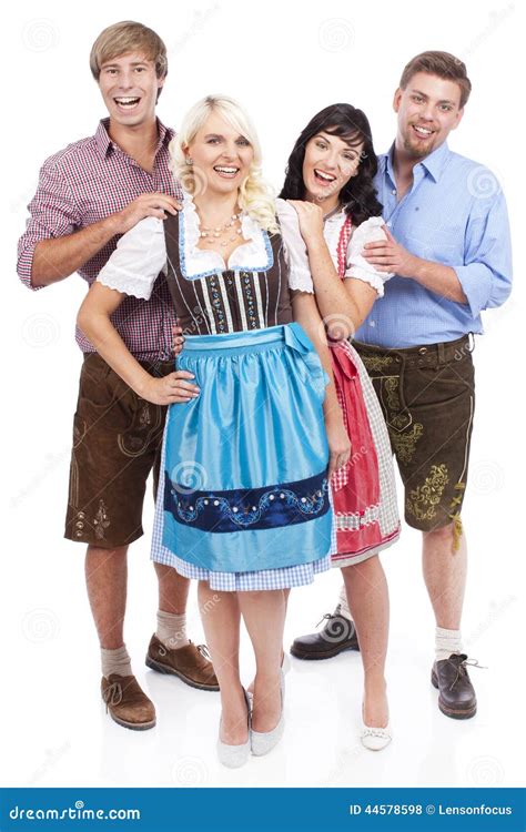 Four Young Bavarian People Stock Photo Image Of Glass 44578598