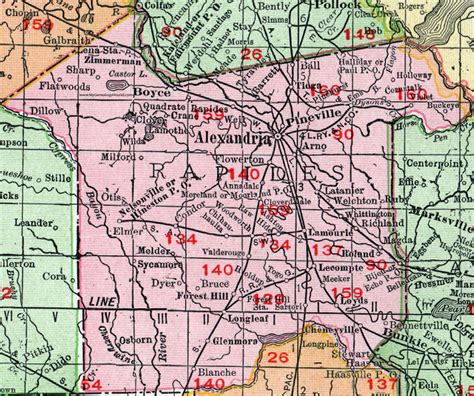 Rapides Parish Louisiana 1911 Map Rand Mcnally Alexandria Boyce