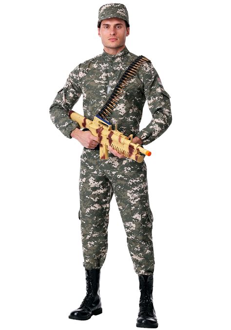 Mens Fancy Dress Adult Army Camo Guy Costume Jumpsuit Mens Military
