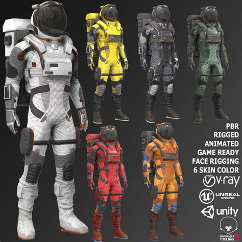 Male Sci Fi Suit V2 3d Model Science Fiction Raumanzug Astronauten