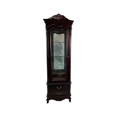 Solid Mahogany Wood Display Glass Cabinet Antique French Style Ebay