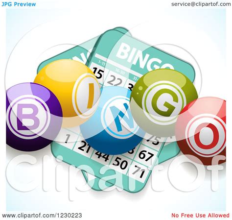 Clipart Of D Colorful Bingo Balls And Cards Royalty Free Vector