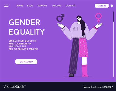 Landing Page Gender Equality Concept Royalty Free Vector