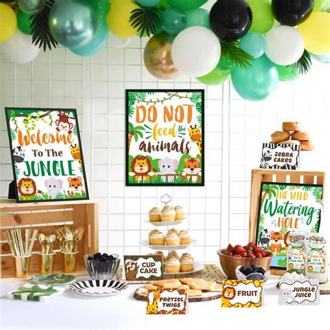 Buy Jungle Safari Dessert Table Favors Welcome Sign Food Labels Cards