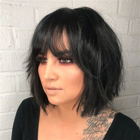 Layered Modern French Bob With Face Framing Fringe Bangs And Messy Just