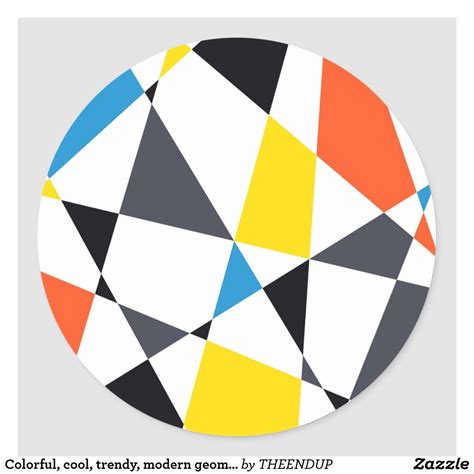 Colorful Cool Trendy Modern Geometric Shapes Classic Round Sticker