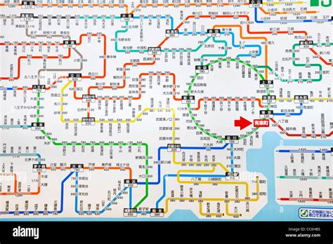 Japan Tokyo Tokyo Jr Japan Railways Train System Map Stock Photo