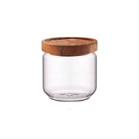 Glass Jar With Wood Lid Hermetic Pot Borosilicate Candy Bean Glass Jar High Quality Wholesale
