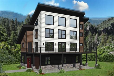 Multi Generational Modern Mountain Home Plan With Main Level Apartment