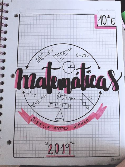 Portada Para Cuaderno De Matemáticas Inspirado Justo En Un Poco De Las