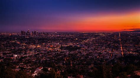 Hd Wallpaper Blue Sky City Urban Sunset Los Angeles Photoshop