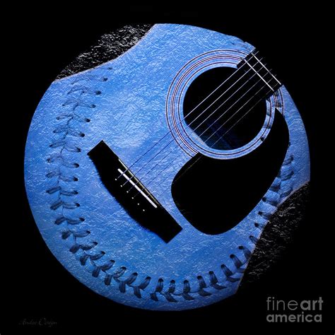 Guitar Blueberry Baseball Square Digital Art By Andee Design Fine Art