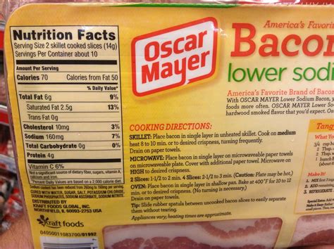 Oscar Mayer Bacon Nutrition Label Label Ideas