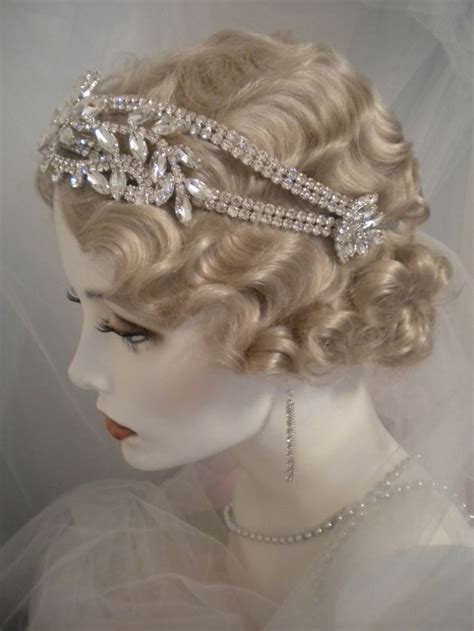 1920s Bridal Headpiece Flapper Headband Gatsby Edwardian Etsy