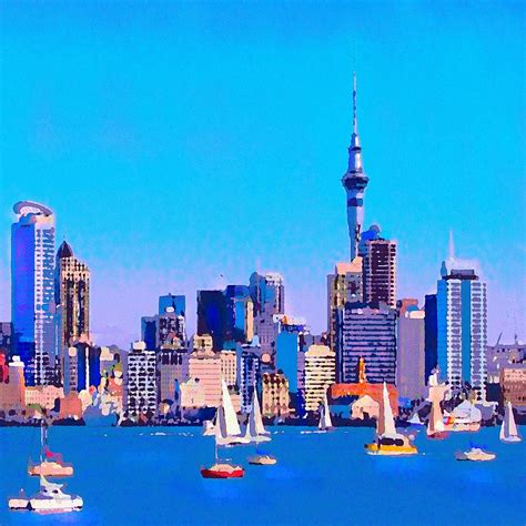 Auckland City Of Sails Digital Art By Clive Littin