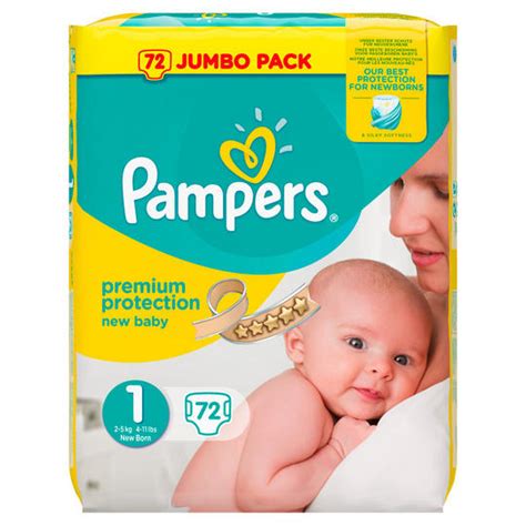 Pampers Premium Protection New Baby Size 1 Jumbo Pack 72 Nappies Baby