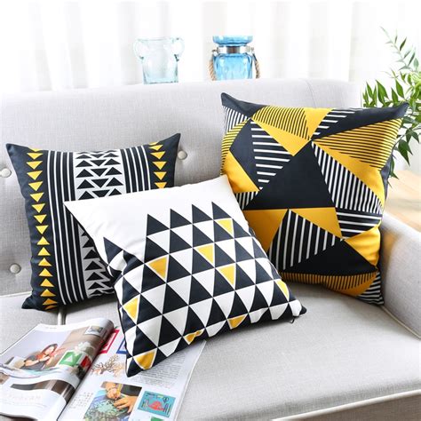 Art colourful baymax home décor cushion cover throw pillow case 18. Nordic Style Cushion Cover Geometric Cushion Yellow ...