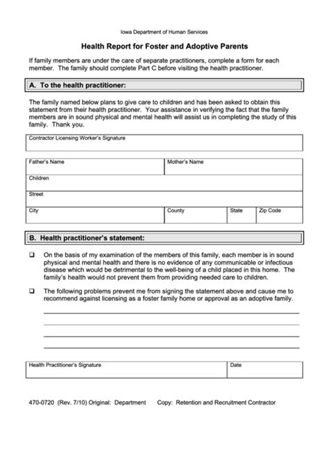 Health Report For Foster And Adoptive Parents Printable Pdf Download