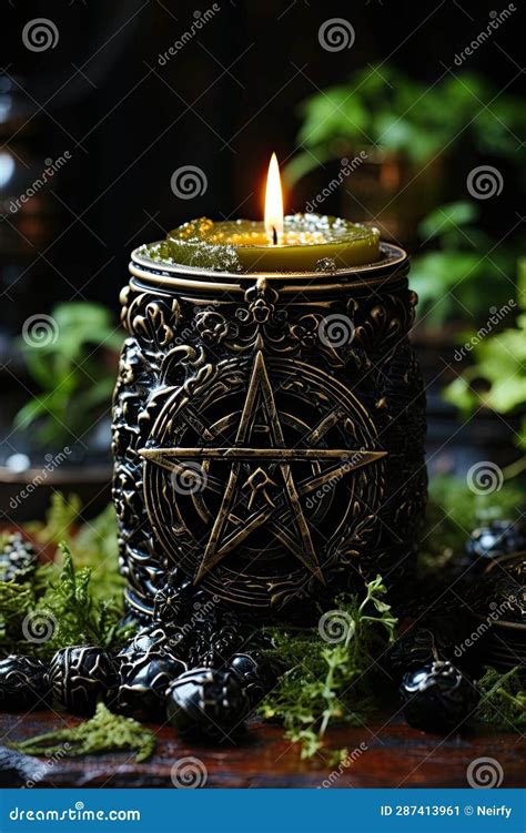 Black Candle With Pentagram Stock Image Image Of Material Ligion