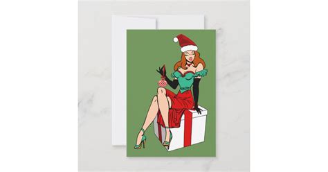 Christmas Pinup Girl Cartoon Art Card Zazzle