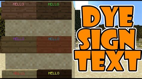 This tutorial is going to be teaching you how to color text on signs in minecraft pe! Minecraft 18w44a Snapshot: How To Dye Text on Signs - YouTube