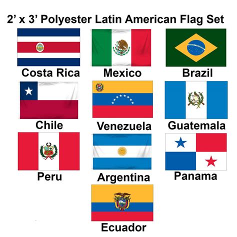 2 X 3 Set Of 10 Latin American Flags Set 1 1 800 Flags