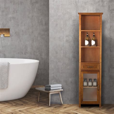 Elegant Home Fashions Wooden Bathroom Linen Storage Cabinet Space Saver