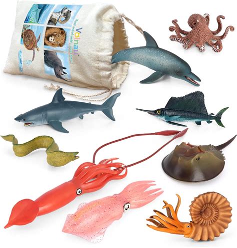 Volnau Sea Creature Toys 9pcs Pacific Ocean Animal