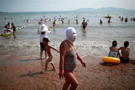 The Latest Chinese Beach Craze Face Kini Amusing Planet