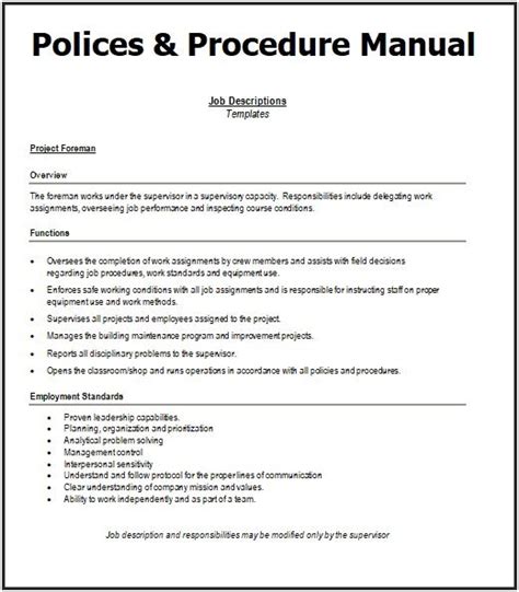 Policies And Procedures Manual Templates 7 Word And Pdf Job