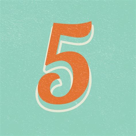 Download Free Psd Image Of Retro Number 5 Vintage Typography Bold