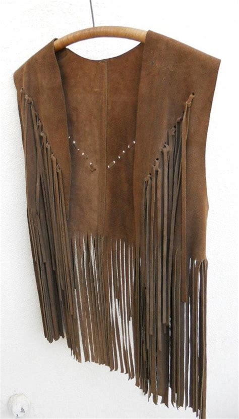 Vintage 60s Suede Leather Fringed Hippie Vest