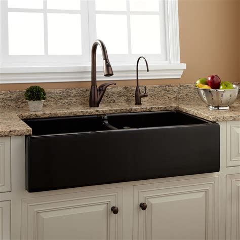 Why this sink is considered one of the best double bowl kitchen sinks, to know that let's go through the order 16 gauge double sink reviews. 39" Risinger Double-Bowl Fireclay Farmhouse Sink - Black ...