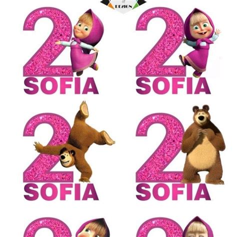 Masha And The Bear Party Supplies Masha And The Bear Number Etsy In 2020 Bear Party Masha