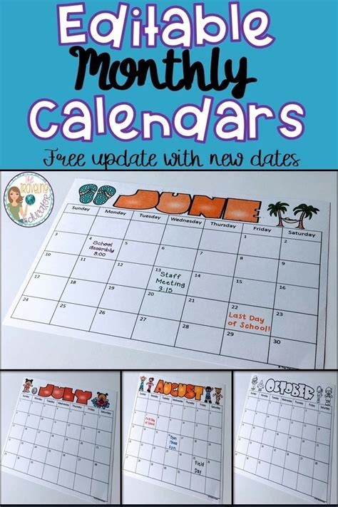Editable School Calender For Teachers Calendar Template 2021