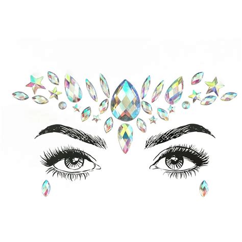 Face Rhinestones Gems Adhesive Waterproof Glitter Jewel Tattoo Wedding