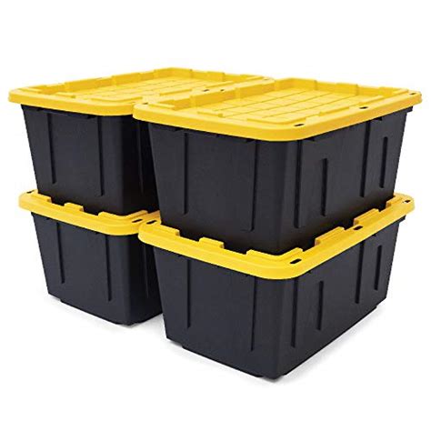 Cx Black And Yellow 27 Gallon Tough Storage Containers With Secure Snap