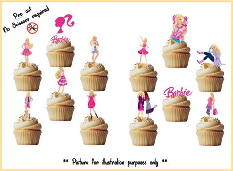 Barbie Stand Up Edible Cupcake Toppers Etsy