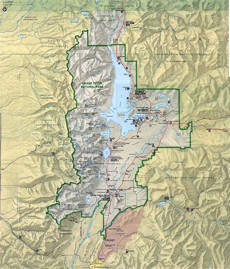 Grand Teton National Park Physical Map Full Size Ex