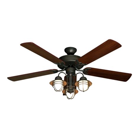 The fan does not come with a light, but it is light fixture adaptable, so this is a good choice. 52" Nautical Ceiling Fan with Light - Oil Rubbed Bronze ...