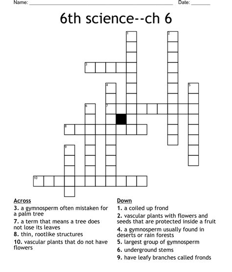 5th Grade Science Crossword Puzzles