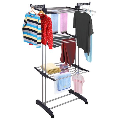 Zimtown Foldable Rolling Clothes Drying Rack Laundry Cloth Shoes Hanger
