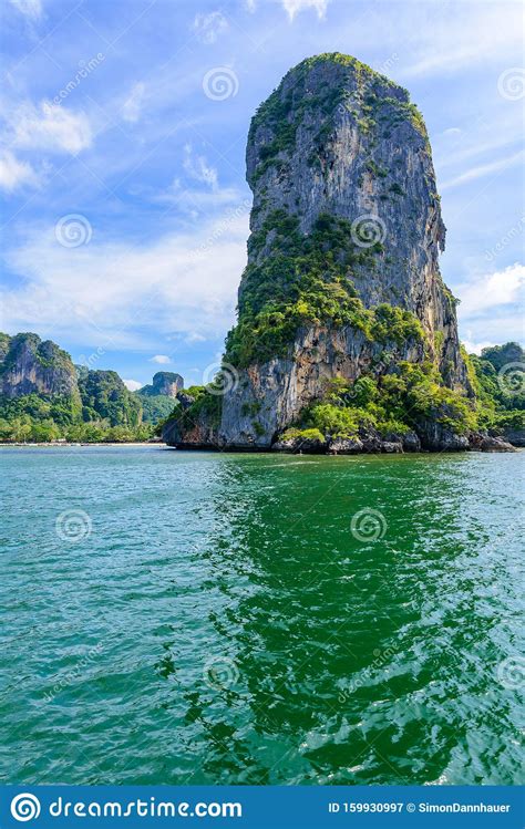 Railay West Beach With Beautiful Rock Formation And