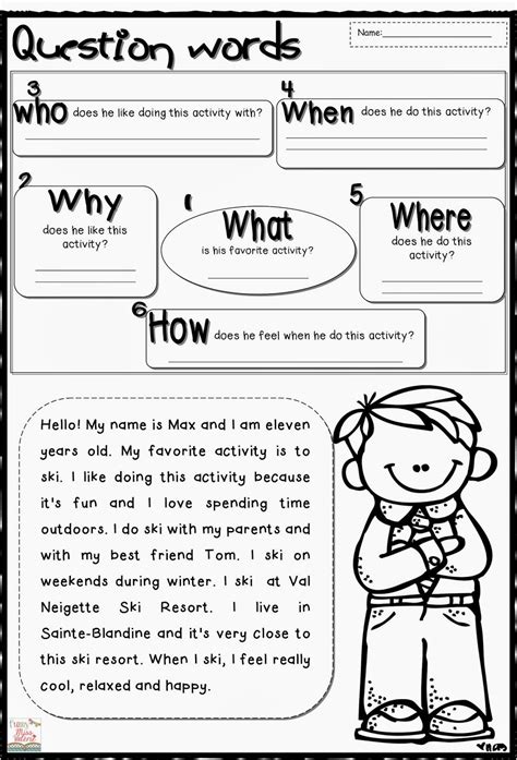 These fifth grade reading comprehension worksheets will present students with a variety of topics that are designed to help motivate students and keep them interested. Funny Miss Valérie: Question Words | Reading comprehension ...