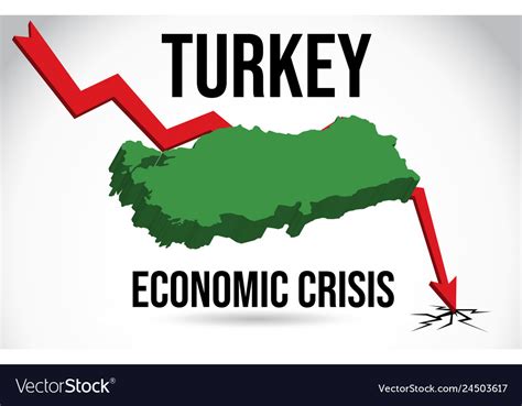 Turkey Map Financial Crisis Economic Collapse Vector Image