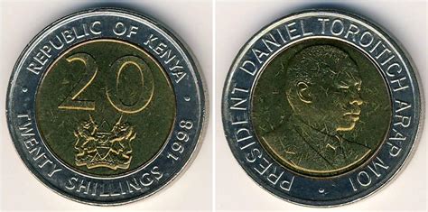 Moneda 20 Shilling Kenia Bimetal 1998 Precio