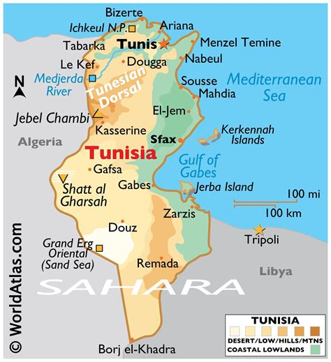 Tunis Karta Afrike Karta