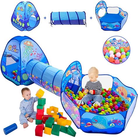 Buy Kids Play Tent Tunnel And Ball Pit With Basketball And Balls