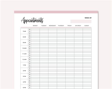 Printable Appointment Book Printable Blank World