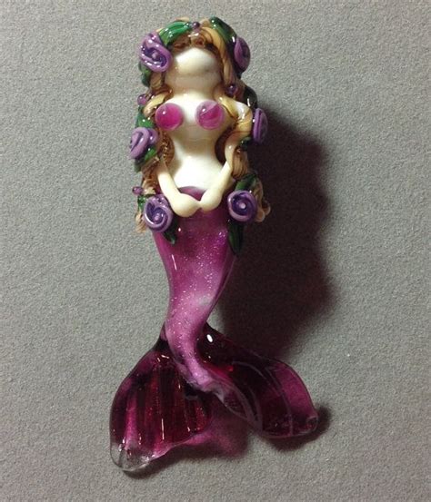 Pink Handmade Glass Lampwork Mermaid Bead By Gigglingrizzly